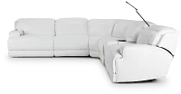 Reign White Lthr/vinyl Medium Triple Power 2-arm Sectional