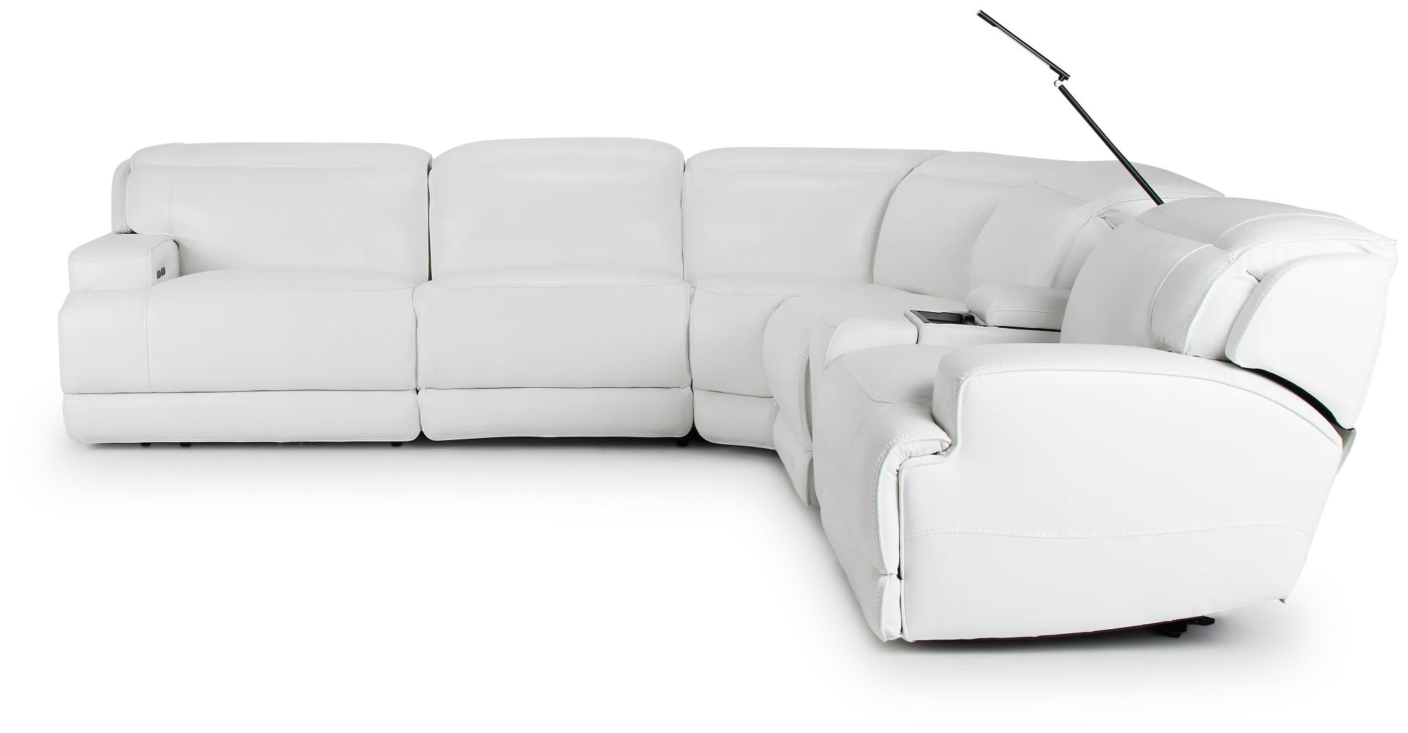 Reign White Lthr/vinyl Medium Triple Power 2-arm Sectional