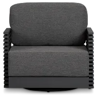 Monterey Black Aluminum Swivel Chair With Gray Cushions