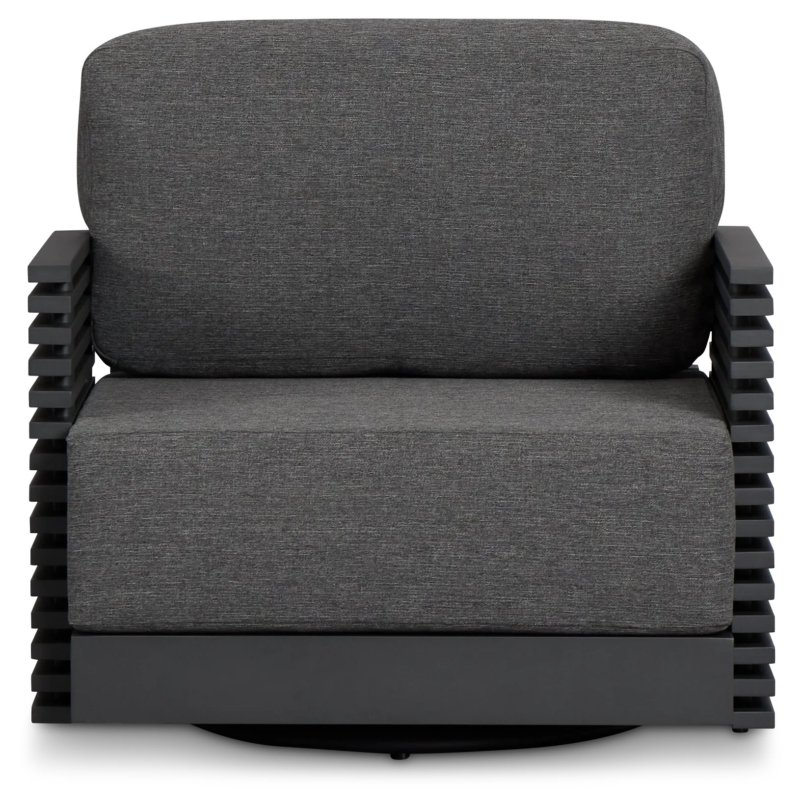 Monterey Black Aluminum Swivel Chair With Gray Cushions