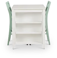 Edgartown White Storage High Table & 2 Light Blue Wood Barstools