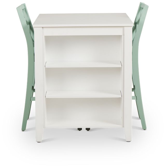 Edgartown White Storage High Table & 2 Light Blue Wood Barstools