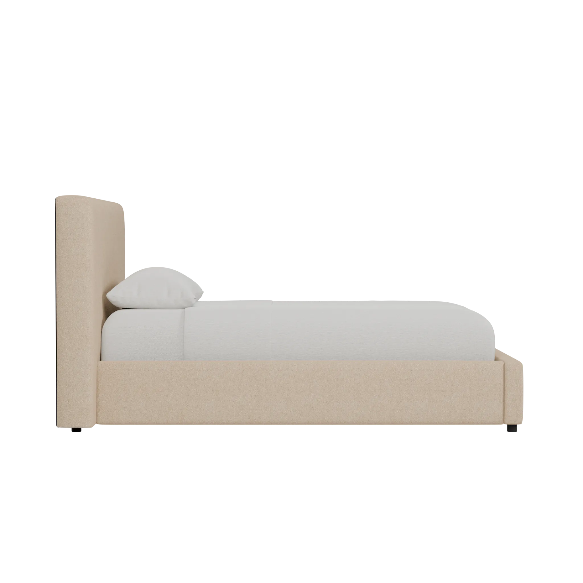 Grayton Merino Light Beige 44" Upholstered Platform Bed