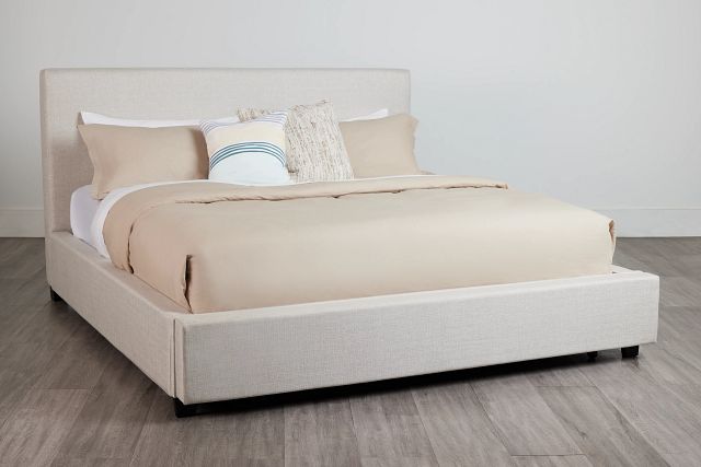 Monica Beige Uph Platform Storage Bed