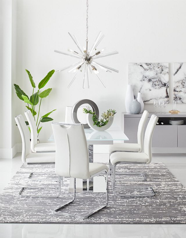 Treviso White Glass Rectangular Table