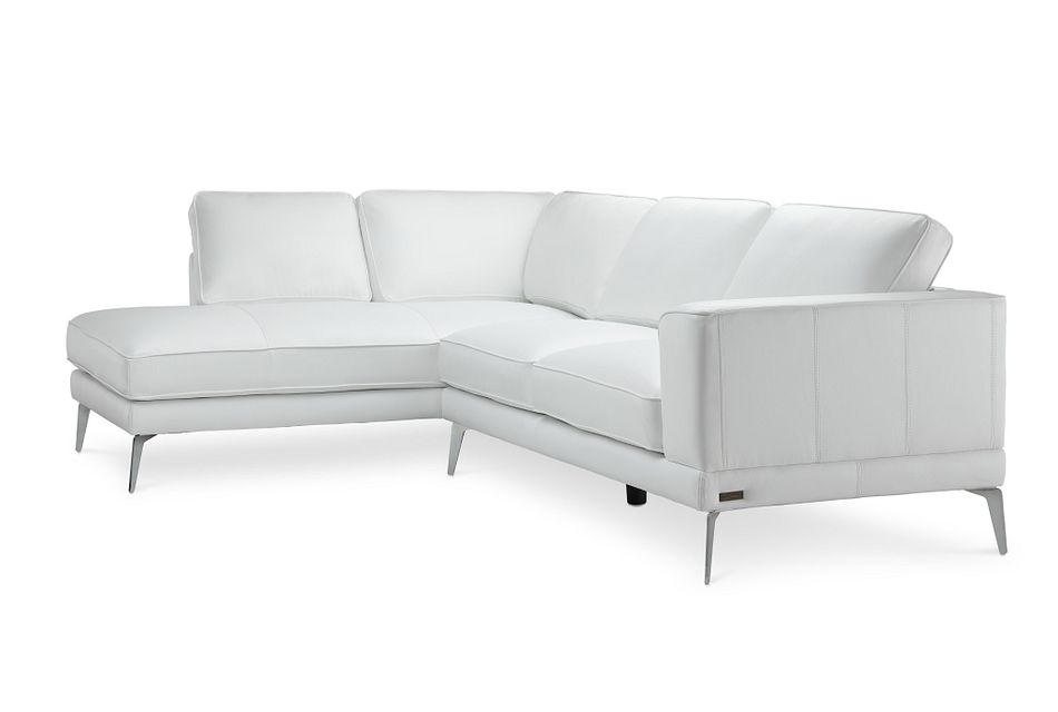 Naples White Leather Left Chaise, White Leather Chaise Sofa