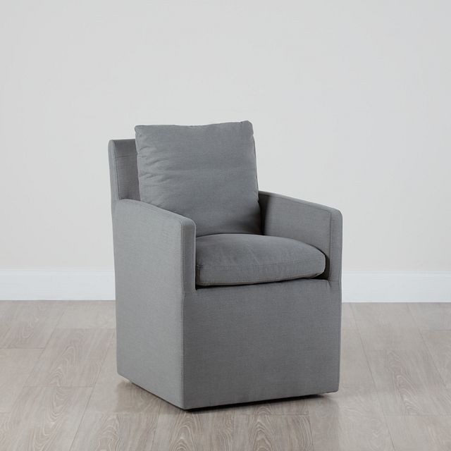 Auden Light Gray Castored Upholstered Arm Chair