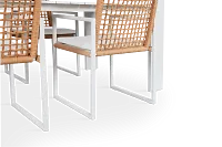 Sunrise White 86" Rectangular Table & 4 Aluminum Arm Chairs