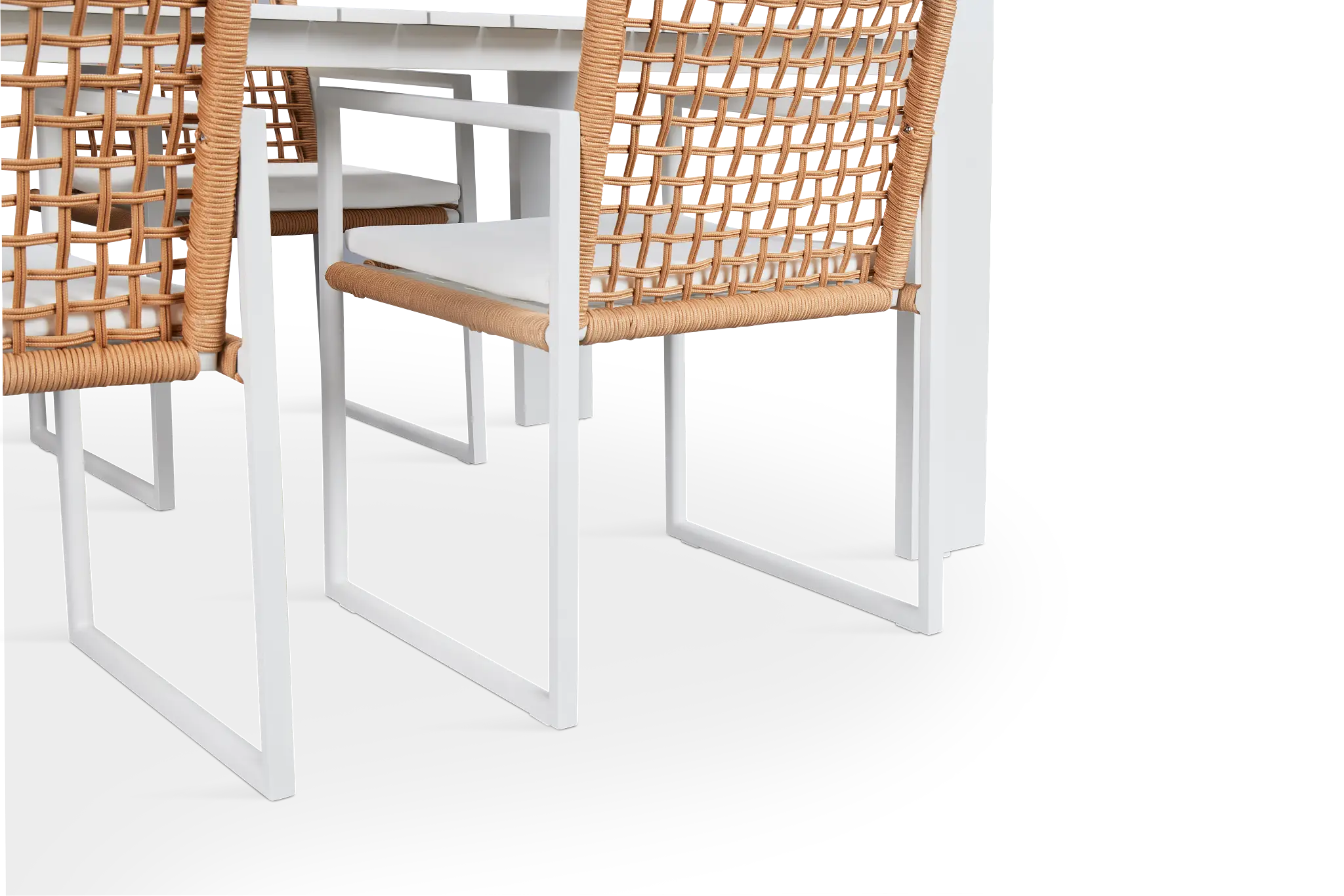 Sunrise White 86" Rectangular Table & 4 Aluminum Arm Chairs Sunrise White 86" Rectangular Table & 4 Aluminum Arm Chairs