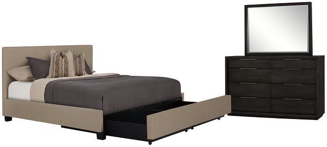 Madden Taupe Uph Platform Storage Bedroom