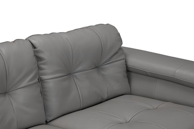 Rowan Gray Leather Left Chaise Sectional