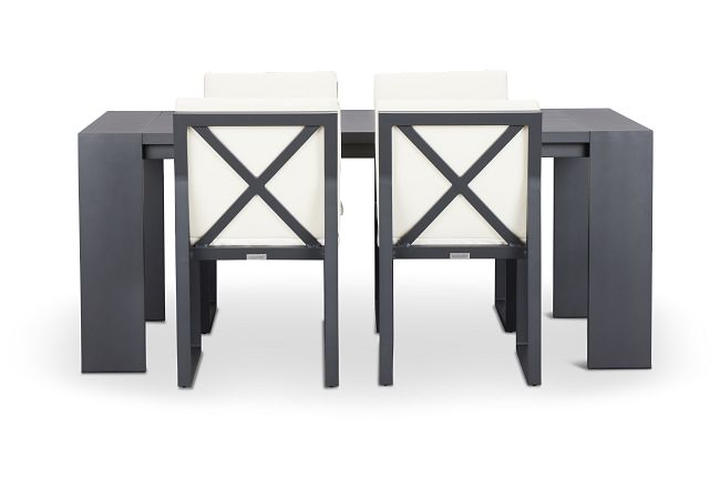 Linear Dark Gray White 70" Aluminum Table & 4 Cushioned Side Chairs