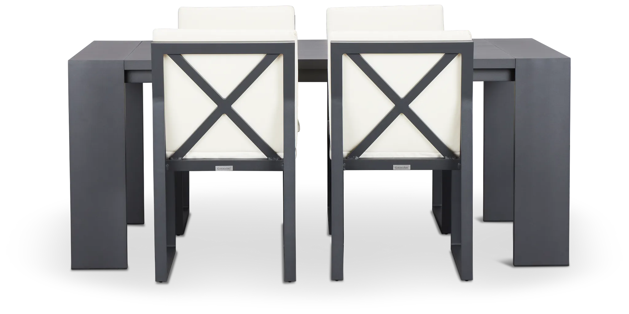 Linear Dark Gray White 70" Aluminum Table & 4 Cushioned Side Chairs