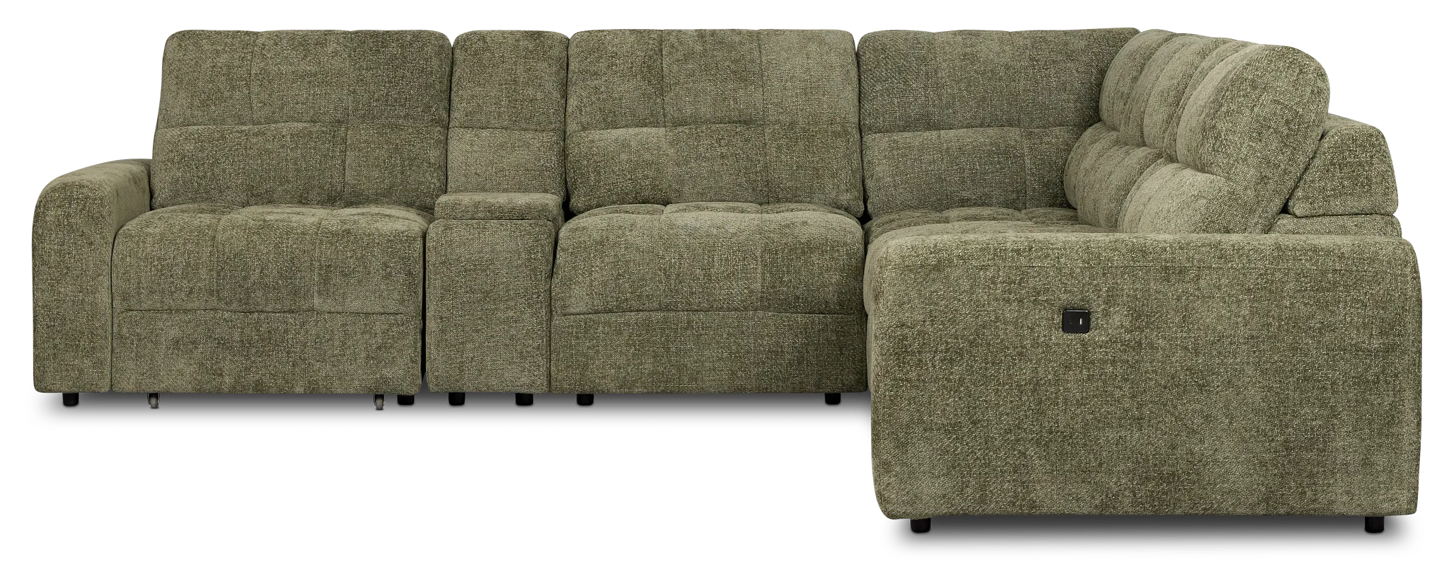 Hendrix Green Fabric Large Dual Power 2 Arm Extension Chaise Sectional