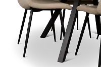 Lynden Light Tone Round Table With 4 Beige Upholstered Side Chairs