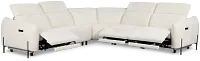 Zuri White Velvet Small Triple Power Reclining Two-arm Sectional