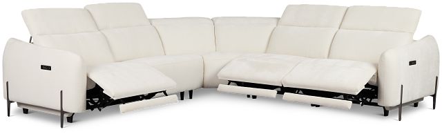 Zuri White Velvet Small Triple Power Reclining Two-arm Sectional