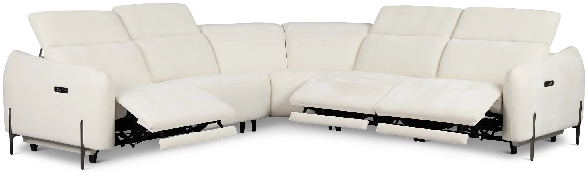 Zuri White Velvet Small Triple Power Reclining Two-arm Sectional Zuri White Velvet Small Triple Power Reclining Two-arm Sectional