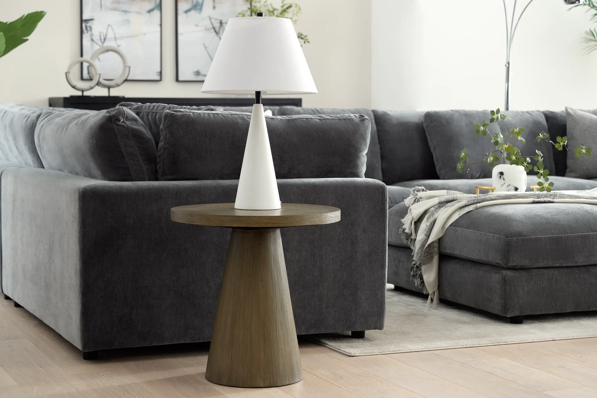 Alden Gray Round End Table