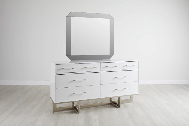 Cortina White Dresser & Mirror