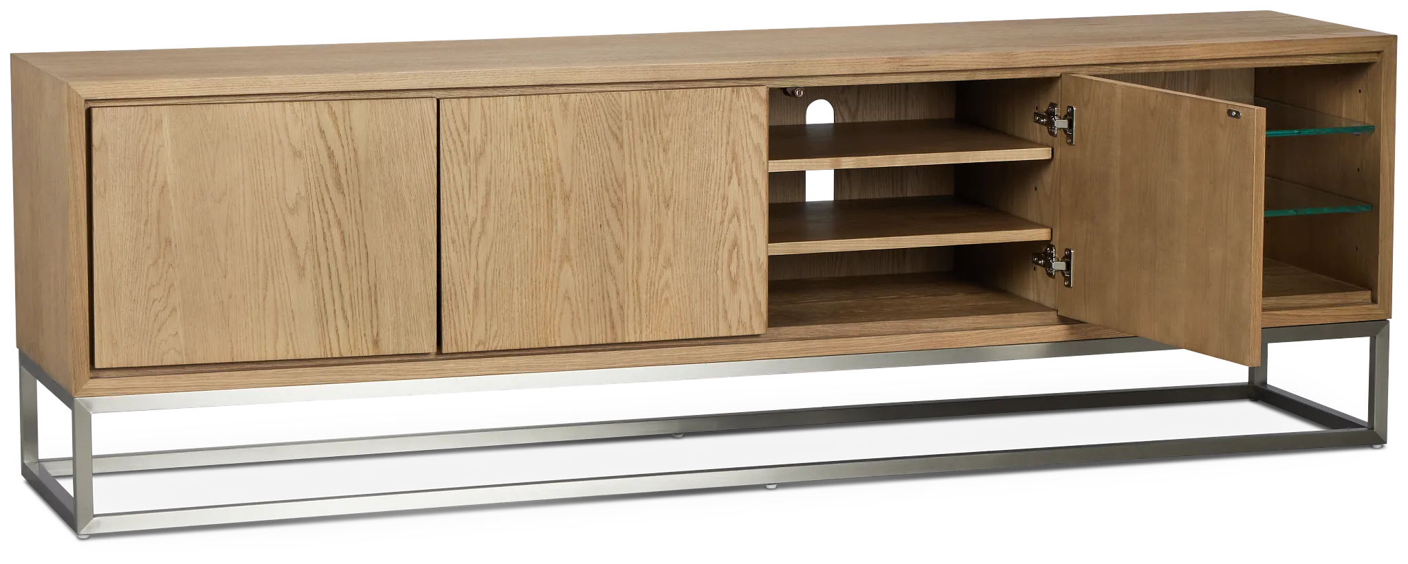 Haven Light Tone 84" Tv Stand With Metal Base