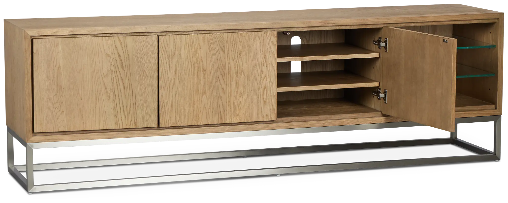 Haven Light Tone 84" Tv Stand With Metal Base Haven Light Tone 84" Tv Stand With Metal Base