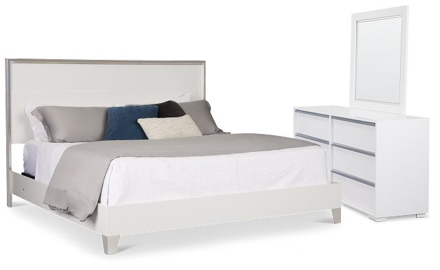 Doral White Panel Bedroom With Lights