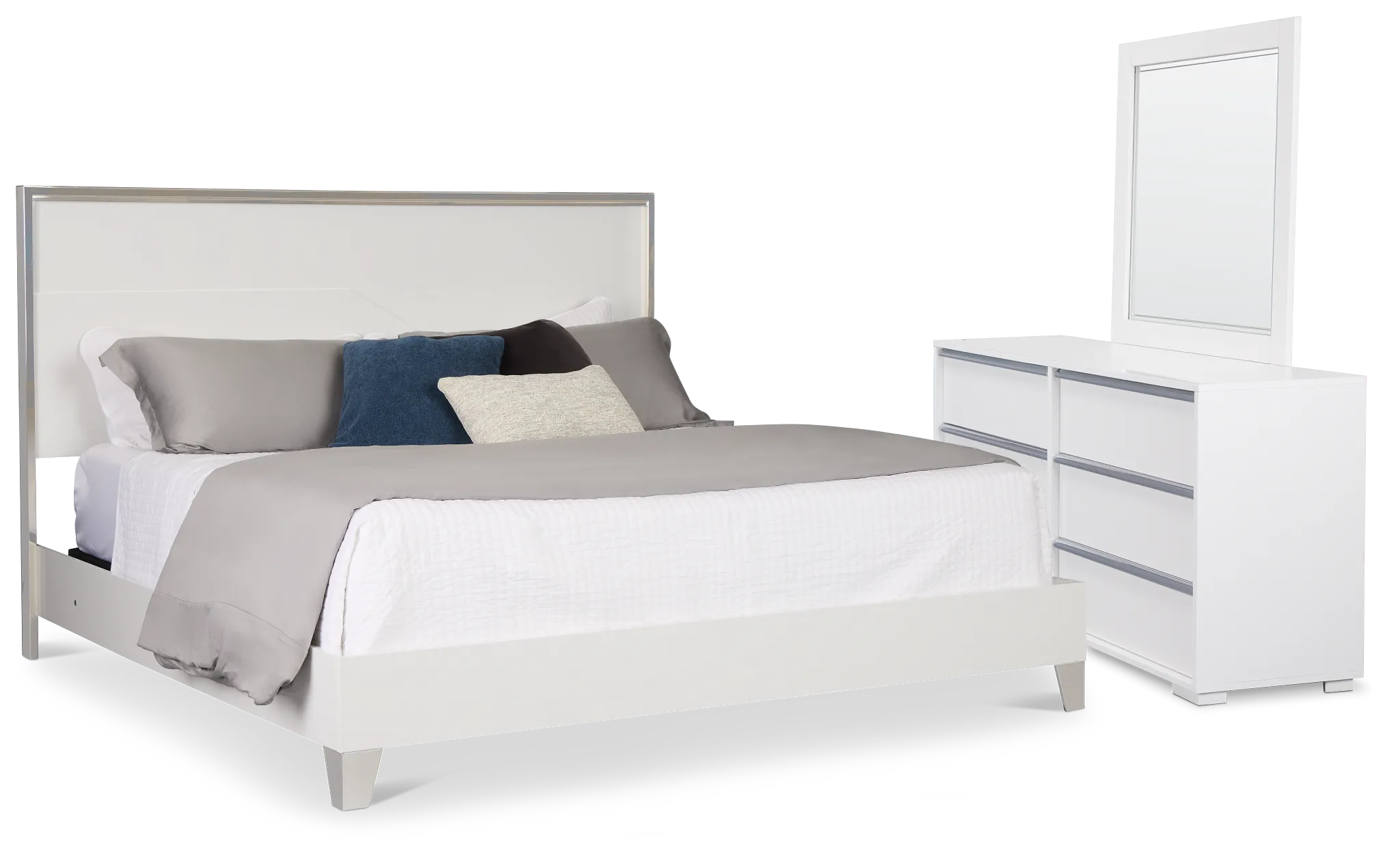 Doral White Panel Bedroom With Lights