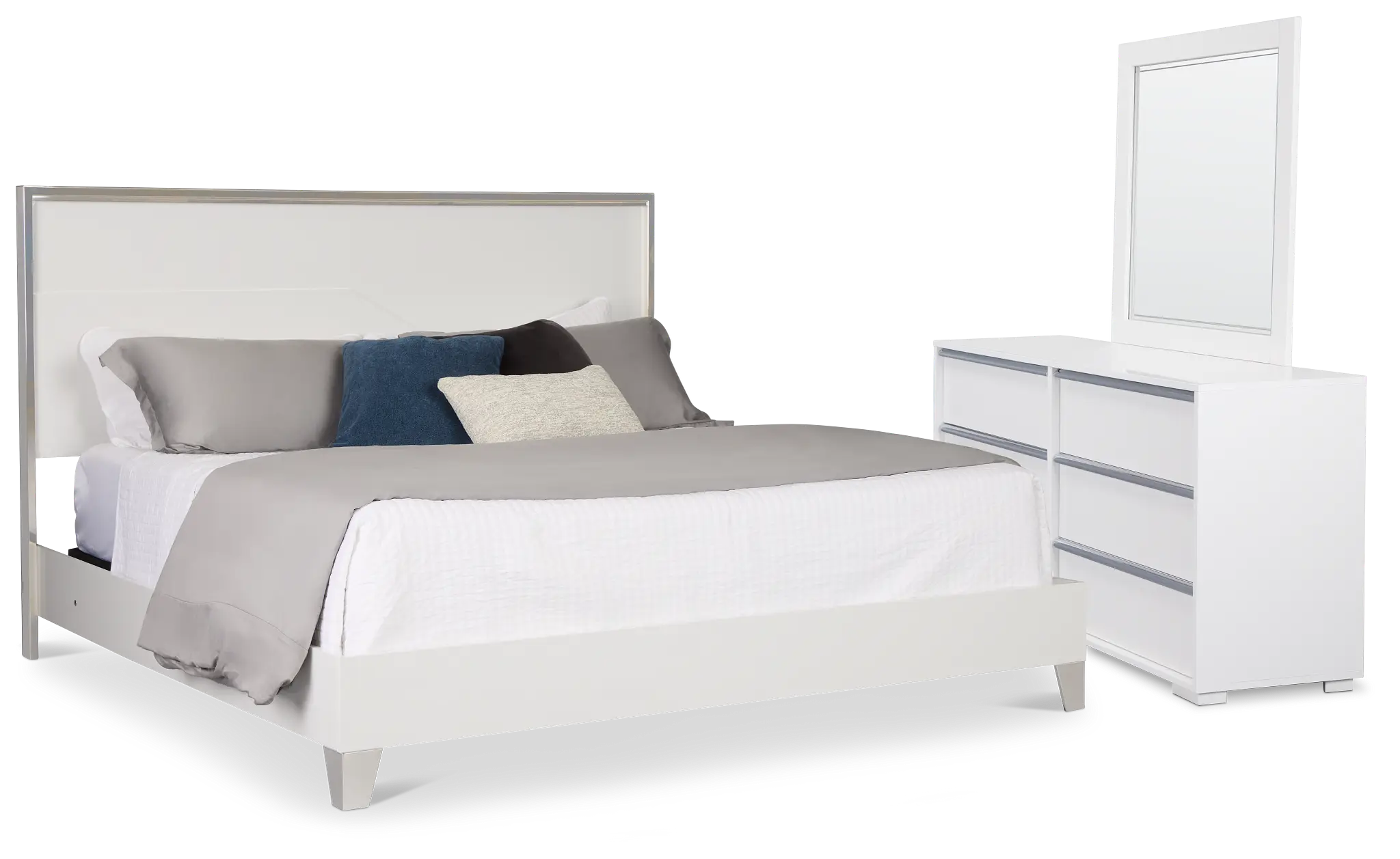 Doral White Panel Bedroom With Lights Doral White Panel Bedroom With Lights