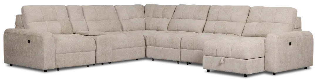 Hendrix Light Taupe Fabric Large Dual Power Right Extension Chaise Sectional Hendrix Light Taupe Fabric Large Dual Power Right Extension Chaise Sectional