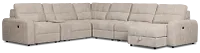 Hendrix Light Taupe Fabric Large Dual Power Right Extension Chaise Sectional