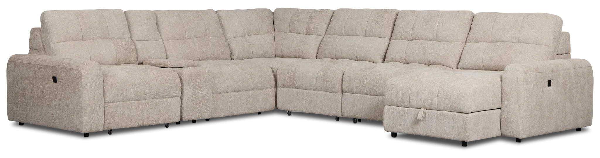 Hendrix Light Taupe Fabric Large Dual Power Right Extension Chaise Sectional
