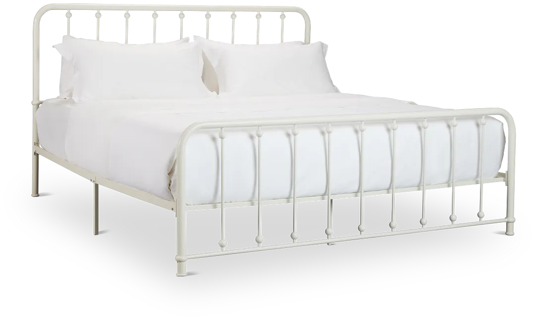 Rory White Metal Panel Bed