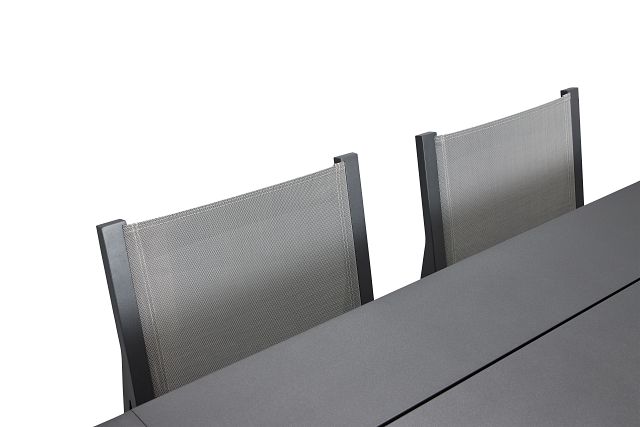 Linear Dark Gray 70" Aluminum Table & 4 Sling Side Chairs