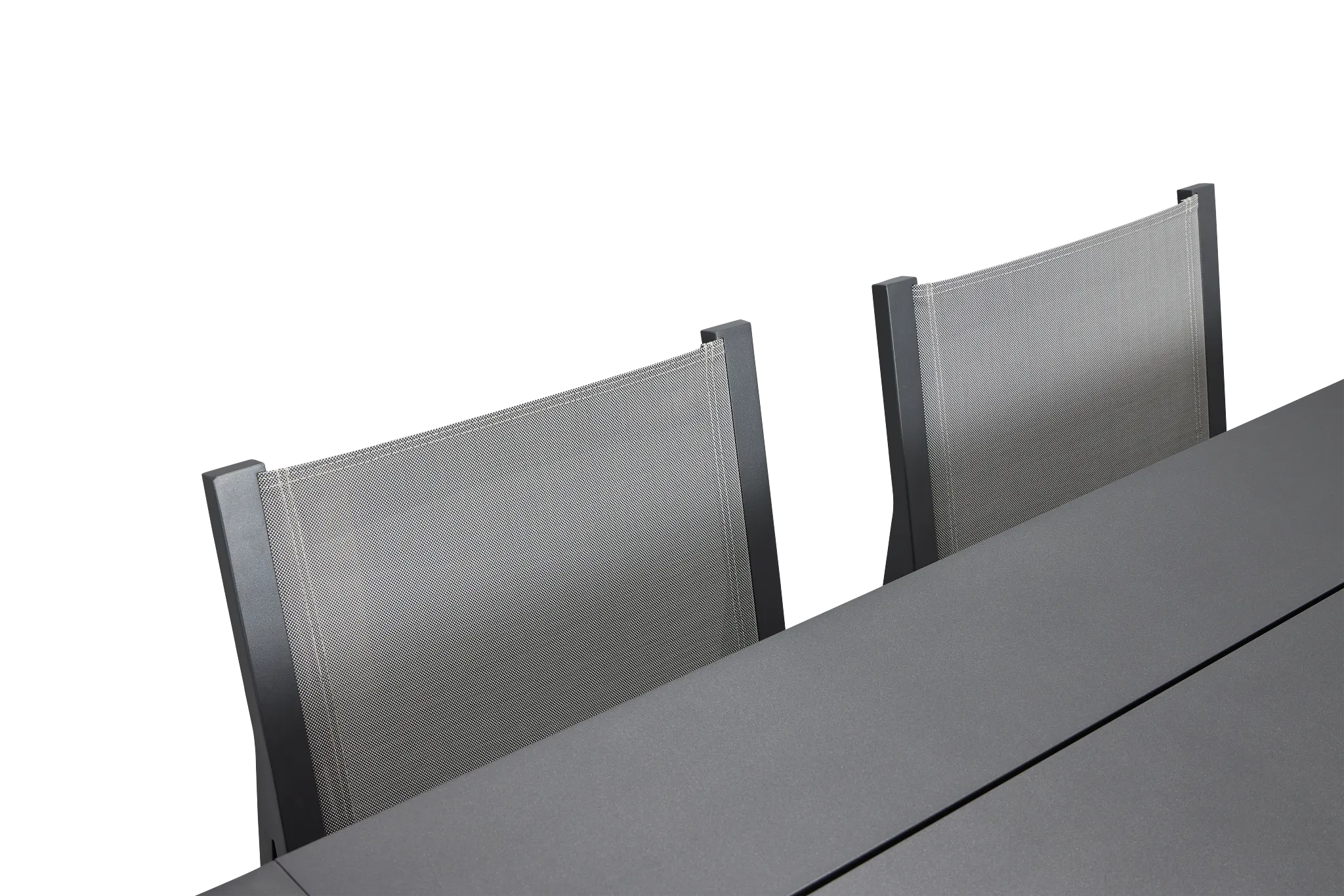 Linear Dark Gray 70" Aluminum Table & 4 Sling Side Chairs