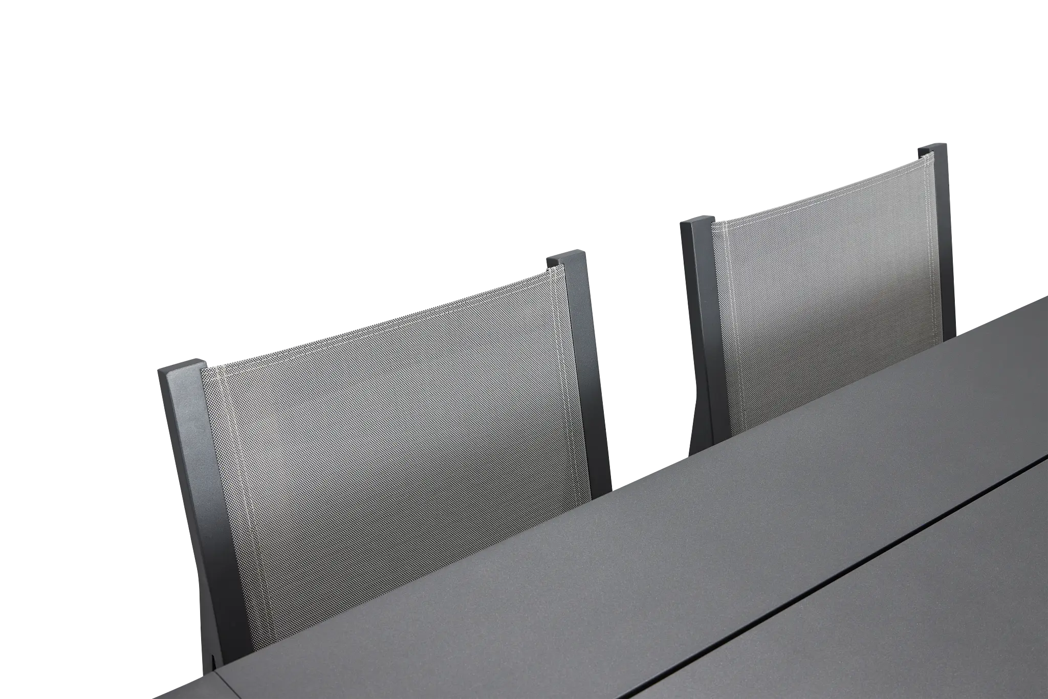 Linear Dark Gray 70" Aluminum Table & 4 Sling Side Chairs Linear Dark Gray 70" Aluminum Table & 4 Sling Side Chairs