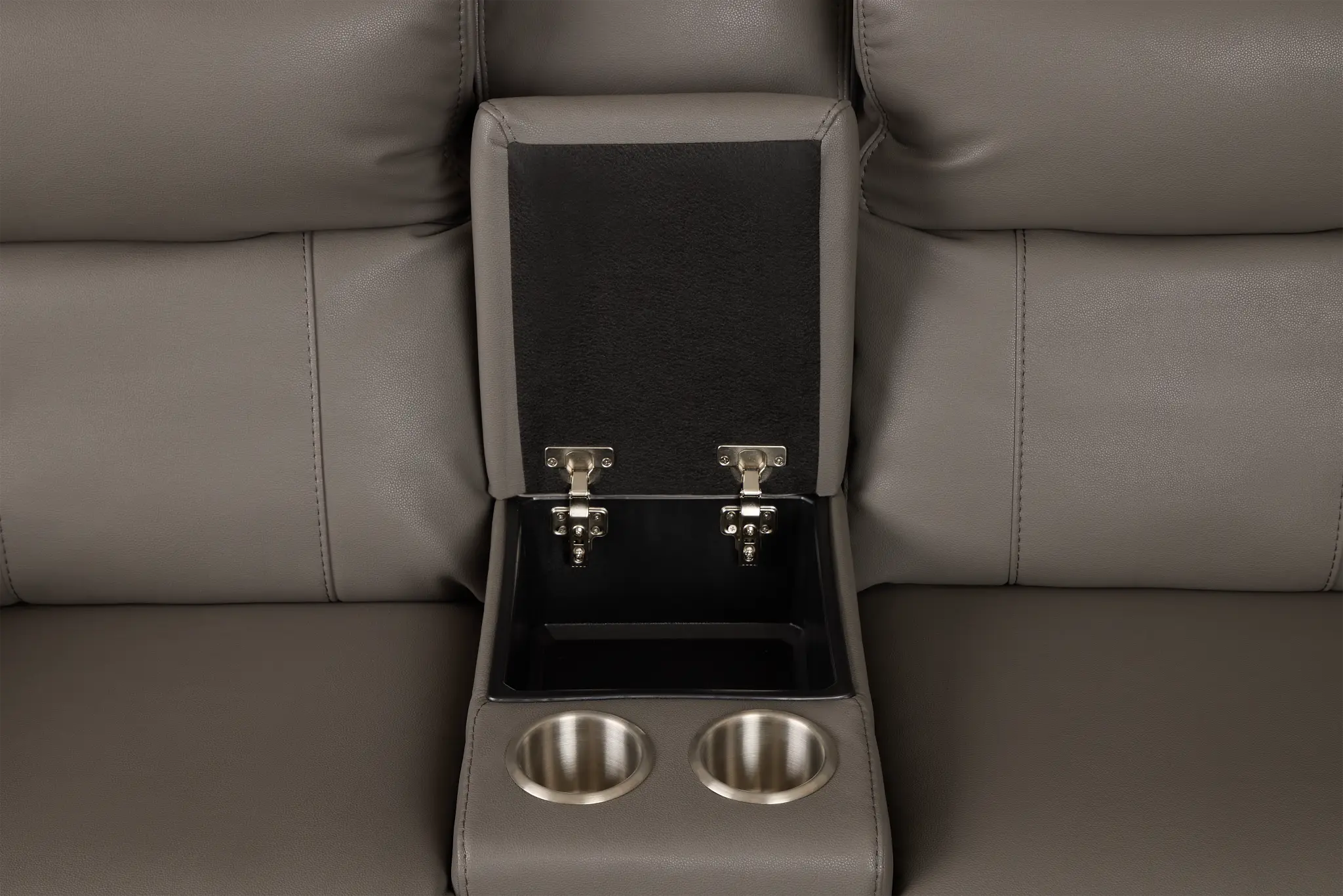 Rhett Gray Micro Power Reclining Console Loveseat Rhett Gray Micro Power Reclining Console Loveseat