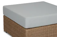 Montecito Light Tone Large Ottoman With Light Blue Cushions