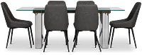 Avondale Glass Rect Table With 6 Upholstered Side Chairs