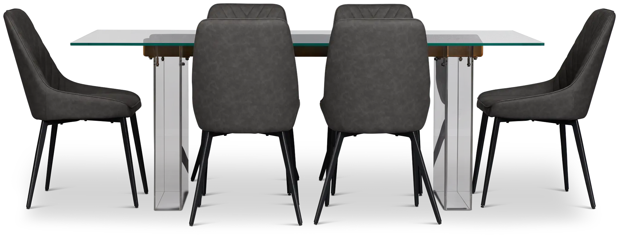 Avondale Glass Rect Table With 6 Upholstered Side Chairs Avondale Glass Rect Table With 6 Upholstered Side Chairs