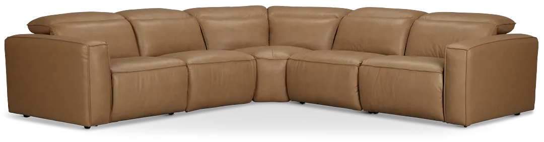 Ryland Brown Lthr/vinyl Small Two-arm Power Reclining Sectional