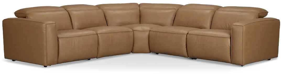 Ryland Brown Lthr/vinyl Small Two-arm Power Reclining Sectional Ryland Brown Lthr/vinyl Small Two-arm Power Reclining Sectional