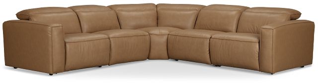 Ryland Brown Lthr/vinyl Small Two-arm Power Reclining Sectional