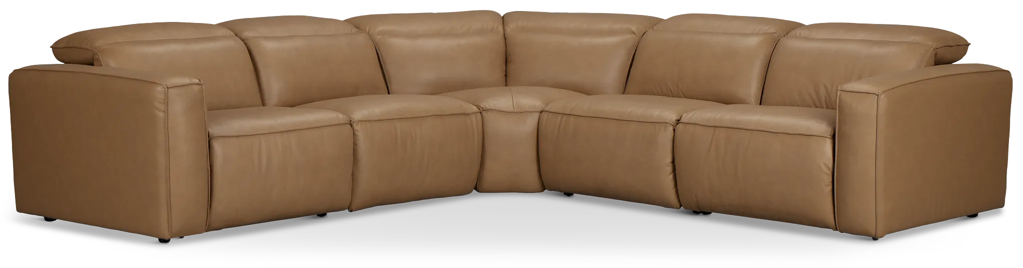 Ryland Brown Lthr/vinyl Small Two-arm Power Reclining Sectional