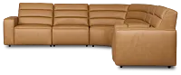 Sawyer Light Brown Micro Medium Dual Power 2-arm Reclining Sectional