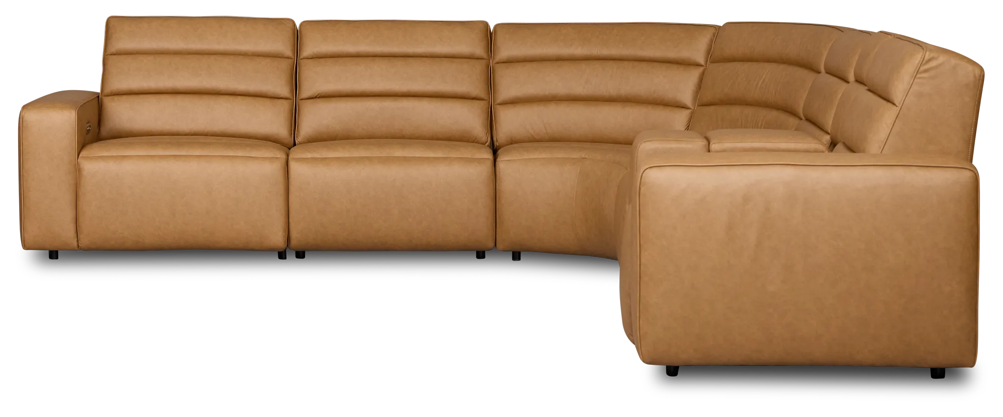 Sawyer Light Brown Micro Medium Dual Power 2-arm Reclining Sectional
