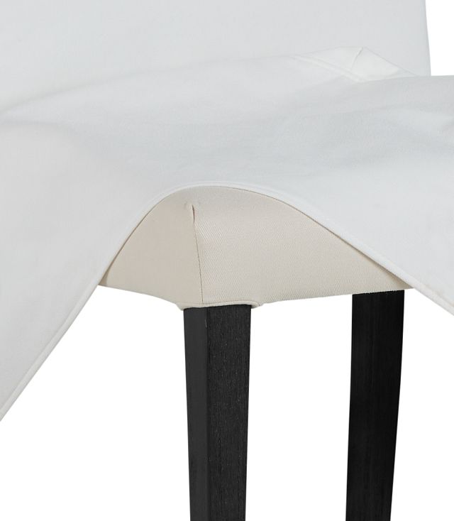 Destination White Long Slipcover Chair With Dark-tone Leg