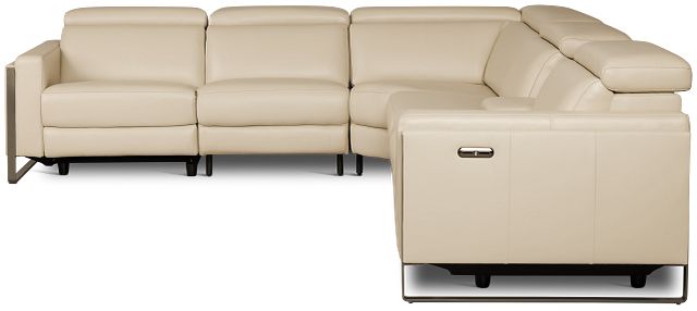 Atlas Taupe Lthr/vinyl Medium Dual Power 2-arm Reclining Sectional