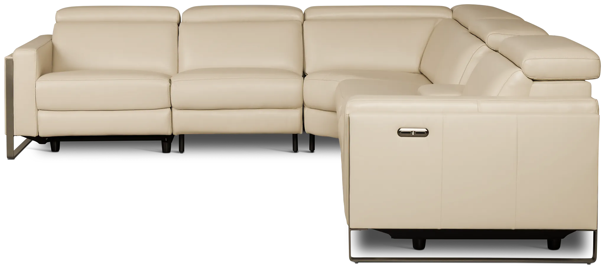 Atlas Taupe Lthr/vinyl Medium Dual Power 2-arm Reclining Sectional