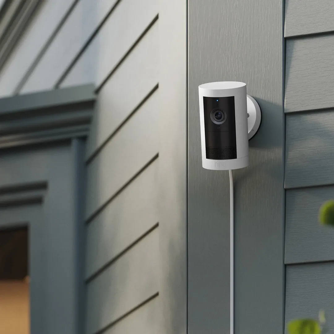 Ring Cam Plus Plug In White Outdoor Security Cameras